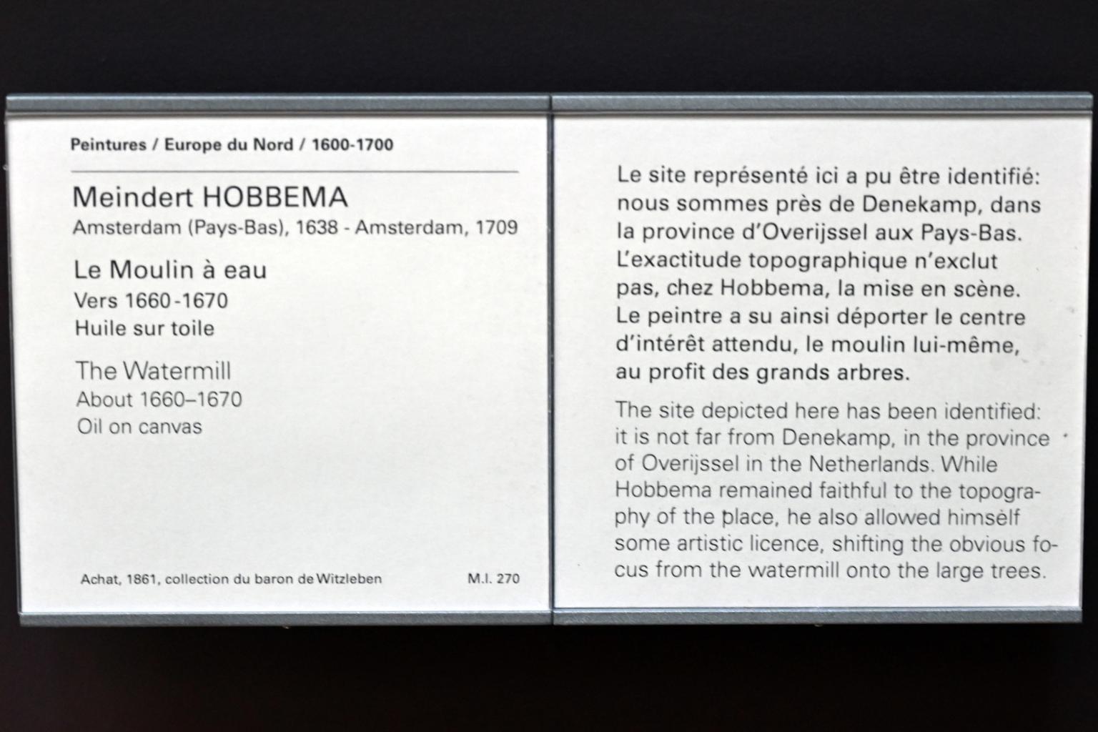 Meindert Hobbema (1660–1670), Wassermühle, Paris, Musée du Louvre, Saal 837, um 1660–1670, Bild 2/2