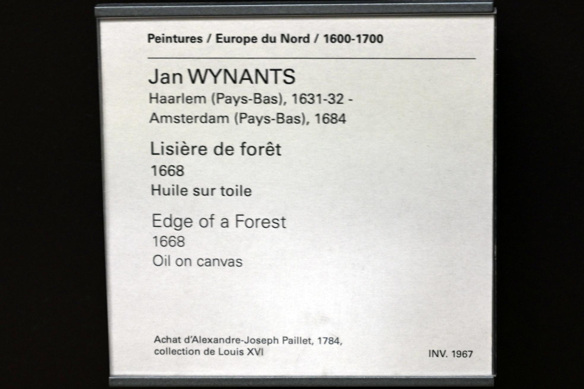 Jan Wijnants (1665–1675), Waldrand, Paris, Musée du Louvre, Saal 836, 1668, Bild 2/2