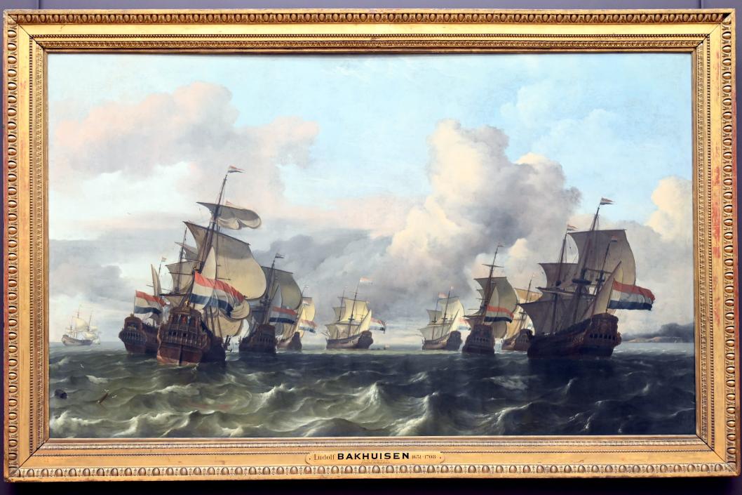 Ludolf Bakhuizen (Backhuysen) (1661–1700), Rückkehr der Flotte der Niederländischen Ostindien-Kompanie, Paris, Musée du Louvre, Saal 836, 1677