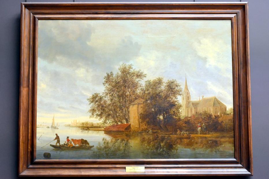 Salomon van Ruysdael (1631–1665), Flussufer mit einer Kirche, Paris, Musée du Louvre, Saal 836, 1644, Bild 1/2