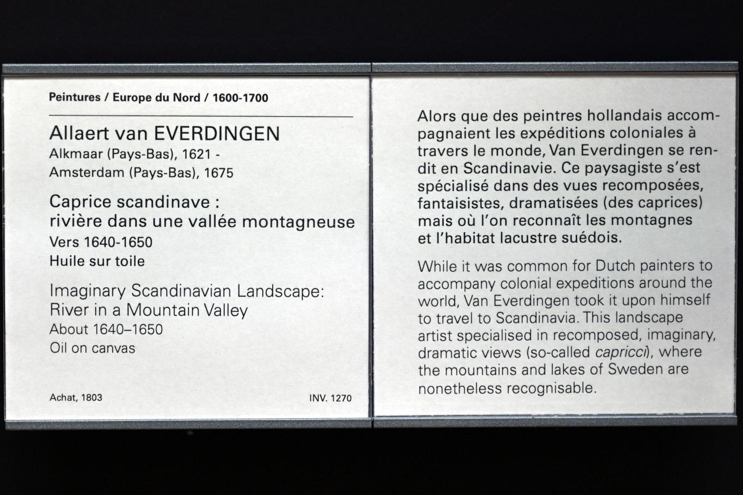 Allart van Everdingen (1645–1670), Fluss in einem Gebirgstal, Paris, Musée du Louvre, Saal 836, um 1640–1650, Bild 2/2