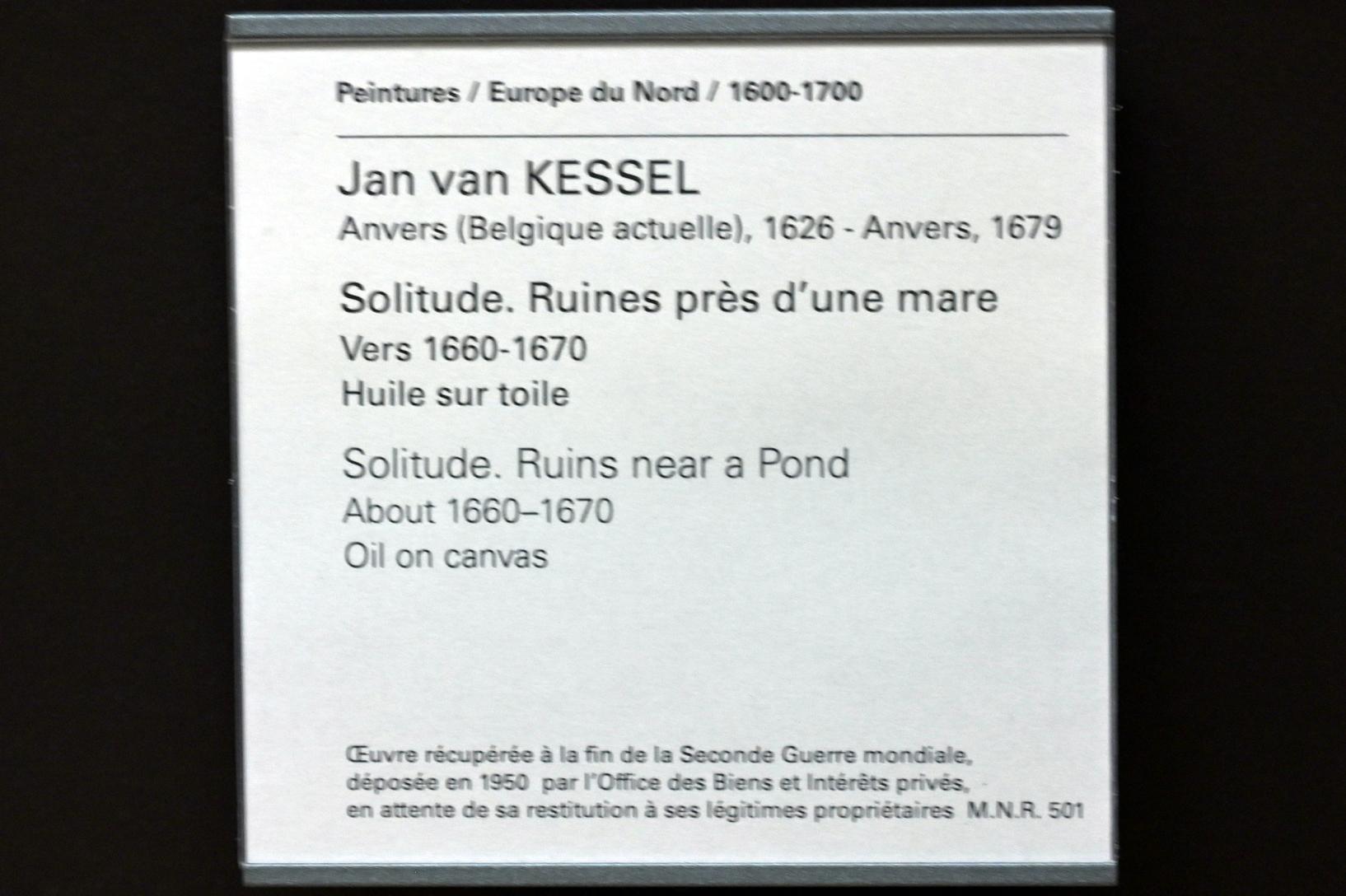 Jan van Kessel (1655–1670), Einsame Ruinen in der Nähe eines Teiches, Paris, Musée du Louvre, Saal 836, um 1660–1670, Bild 2/2