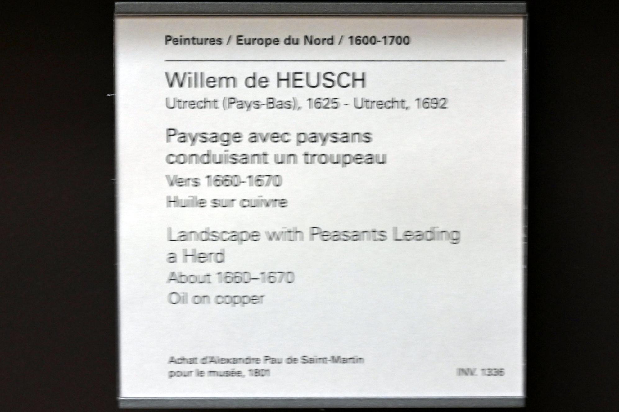 Willem de Heusch (1665), Landschaft mit Bauern, die eine Herde führen, Paris, Musée du Louvre, Saal 836, um 1660–1670, Bild 2/2