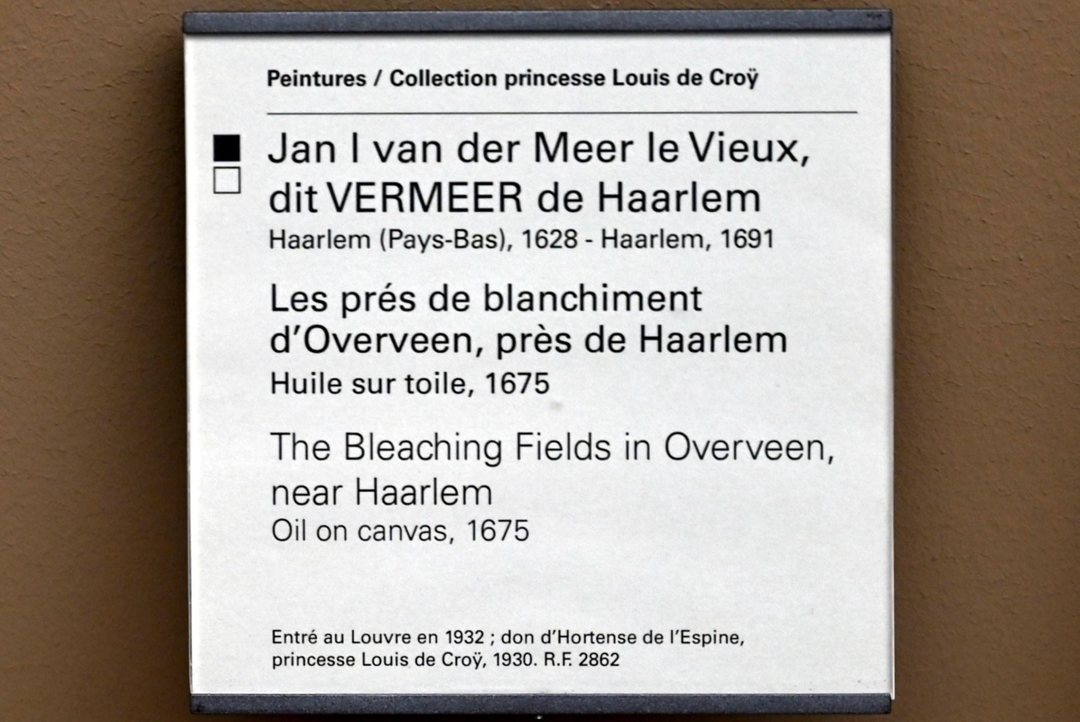 Jan Vermeer van Haarlem (I) (1675), Die Bleichwiesen in Overveen bei Haarlem, Paris, Musée du Louvre, Saal 902, 1675, Bild 2/2