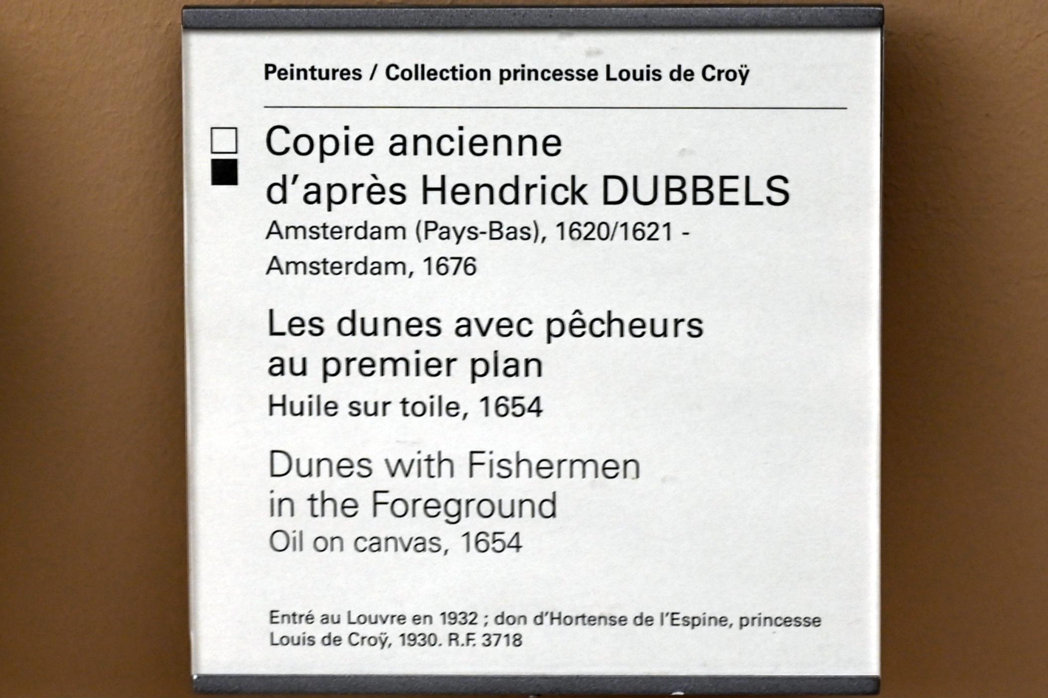 Hendrik Dubbels (Kopie) (1654), Sanddünen mit Fischern im Vordergrund, Paris, Musée du Louvre, Saal 902, 1654, Bild 2/2