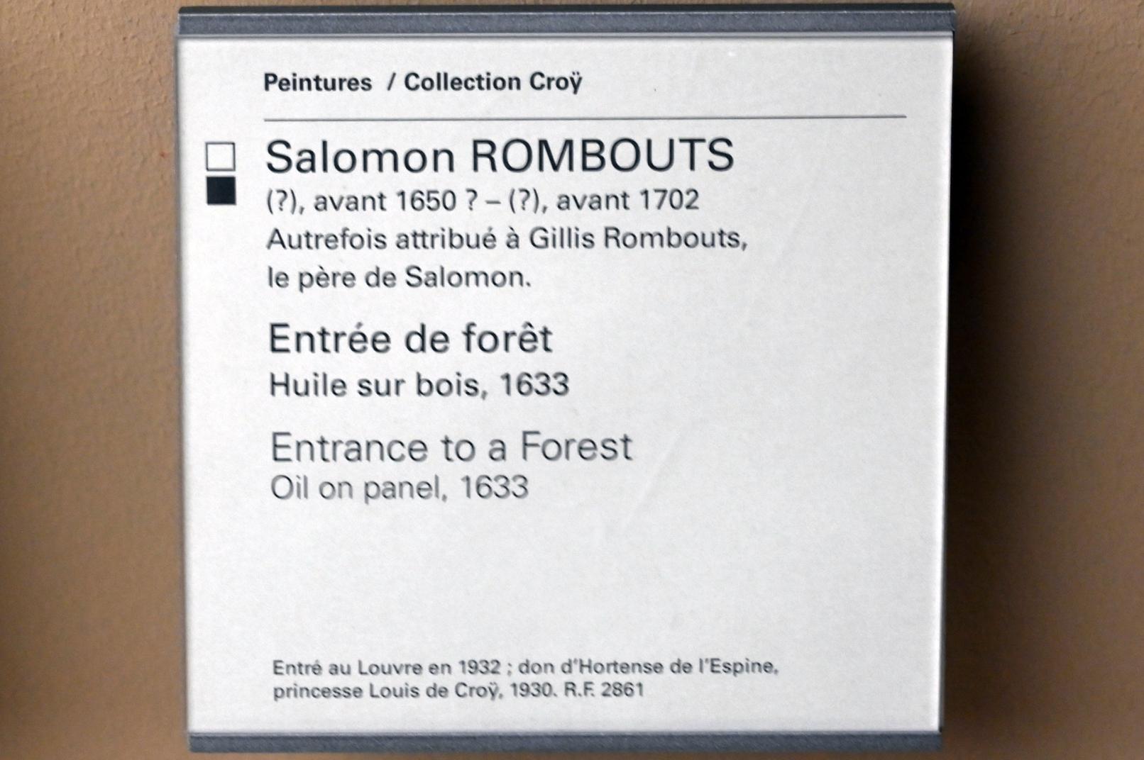 Salomon Rombouts (1633–1673), Waldeingang, Paris, Musée du Louvre, Saal 902, 1633, Bild 2/2