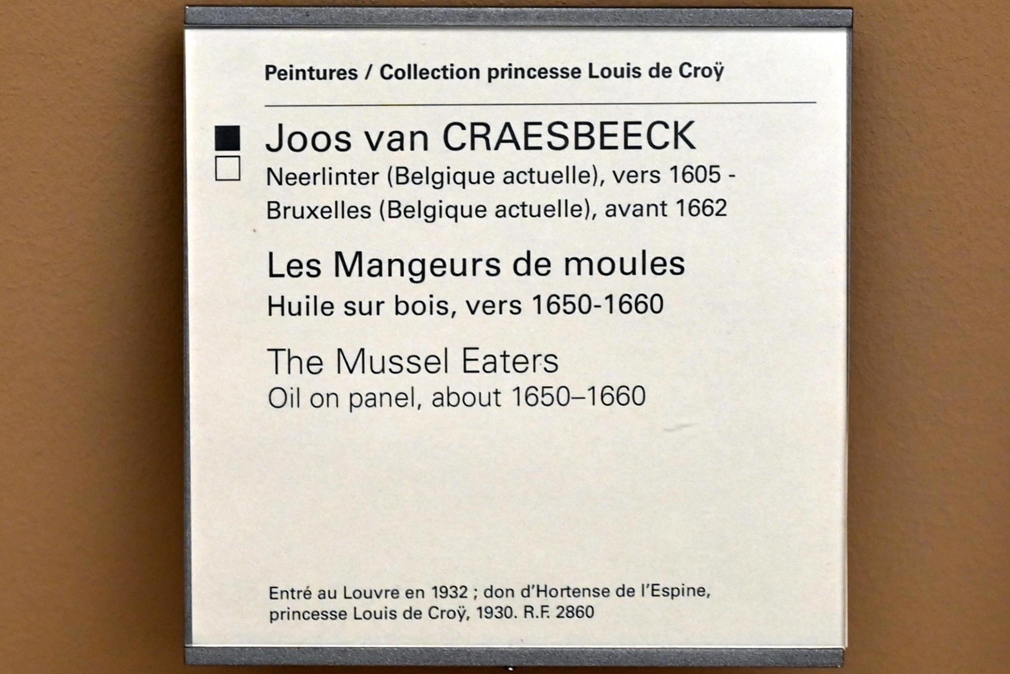 Joos van Craesbeeck (1632–1655), Muschelesser, Paris, Musée du Louvre, Saal 902, um 1650–1660, Bild 2/2
