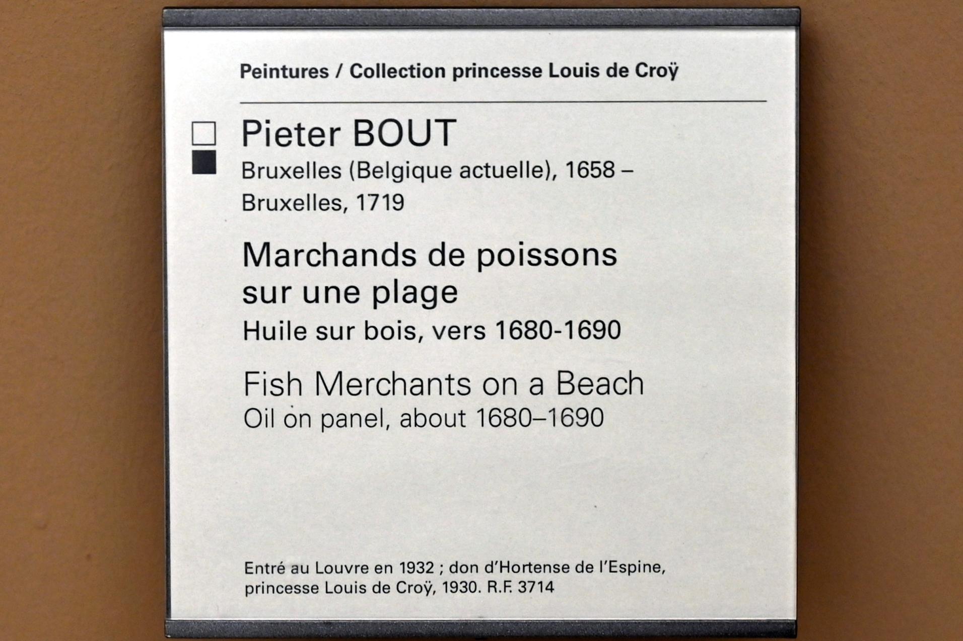 Pieter Bout (1685), Fischhändler am Strand, Paris, Musée du Louvre, Saal 902, um 1680–1690, Bild 2/2