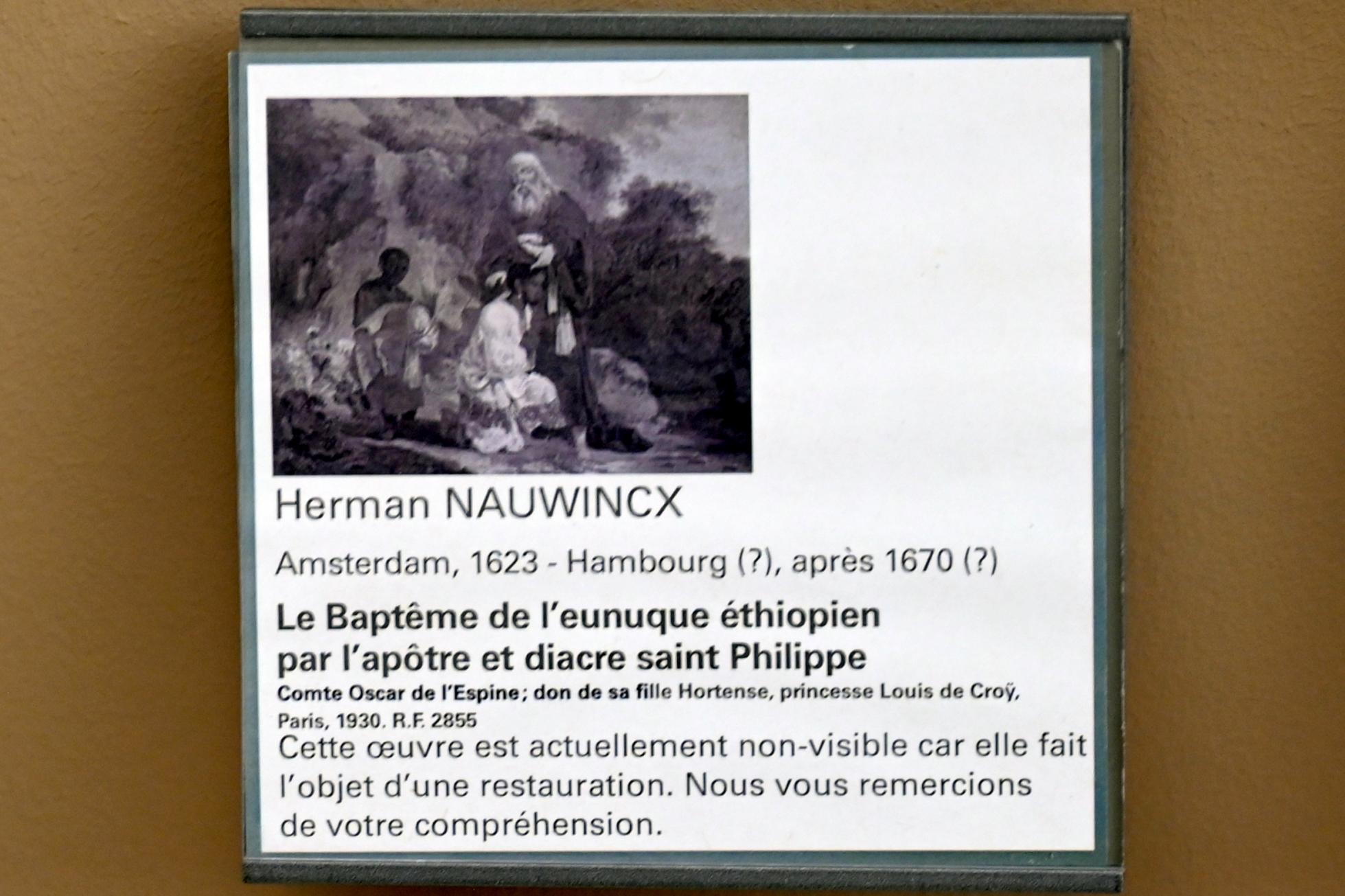 Herman Naiwincx (Undatiert), Taufe des äthiopischen Eunuchen durch den heiligen Apostel (und Diakon) Philippus, Paris, Musée du Louvre, Saal 902, Undatiert
