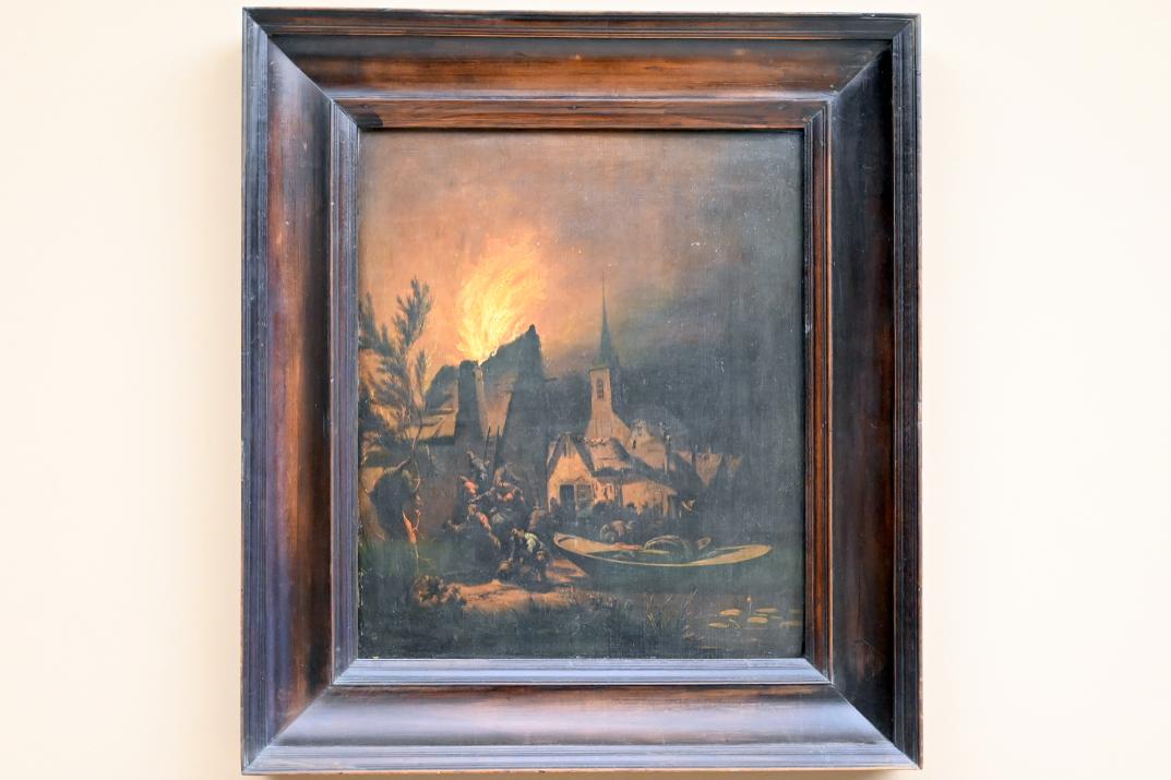 Egbert van der Poel (1645–1660), Feuersbrunst in einem Dorfe, Paris, Musée du Louvre, Saal 902, um 1660