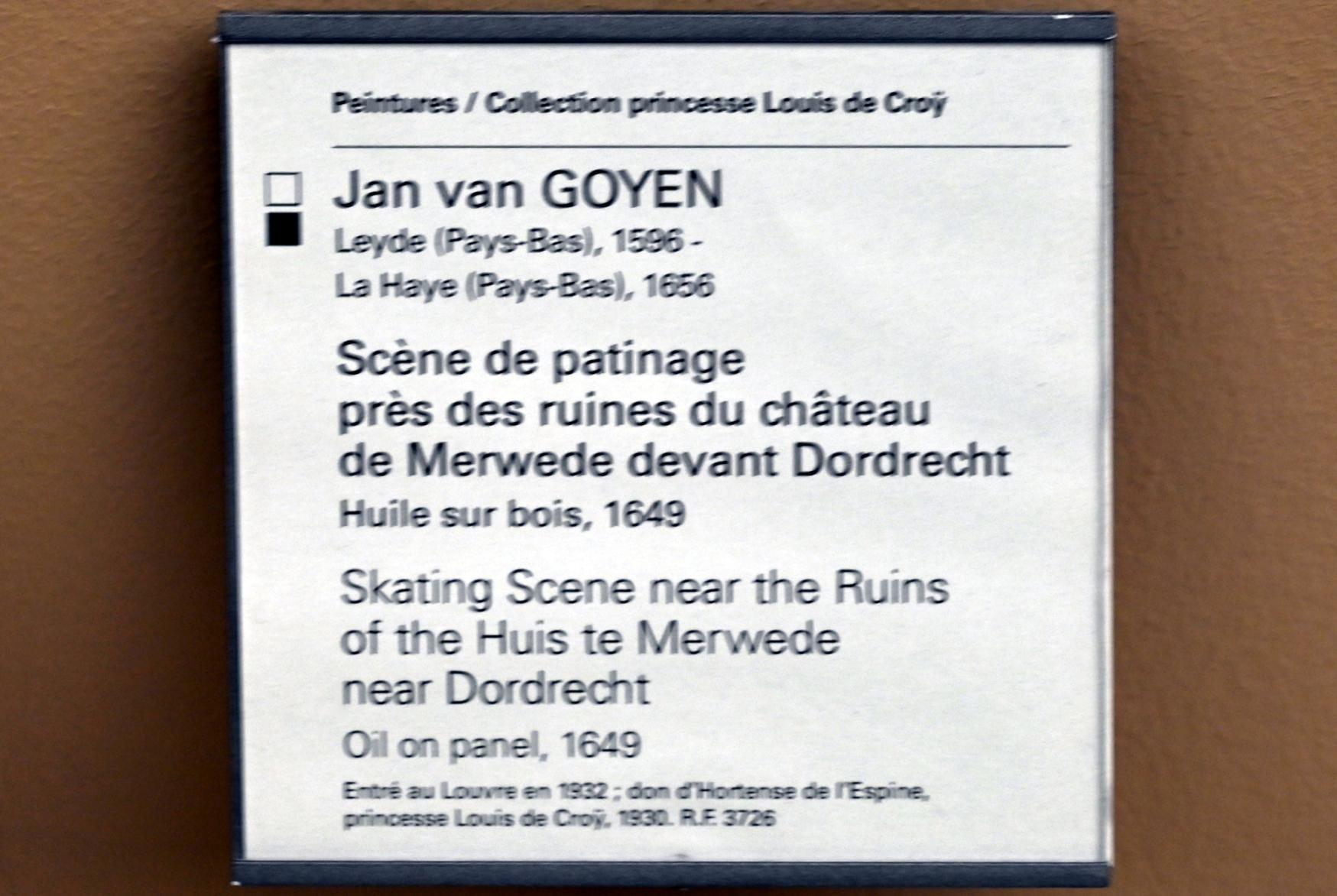 Jan van Goyen (1621–1657), Eislaufszene, Paris, Musée du Louvre, Saal 902, 1649, Bild 2/2