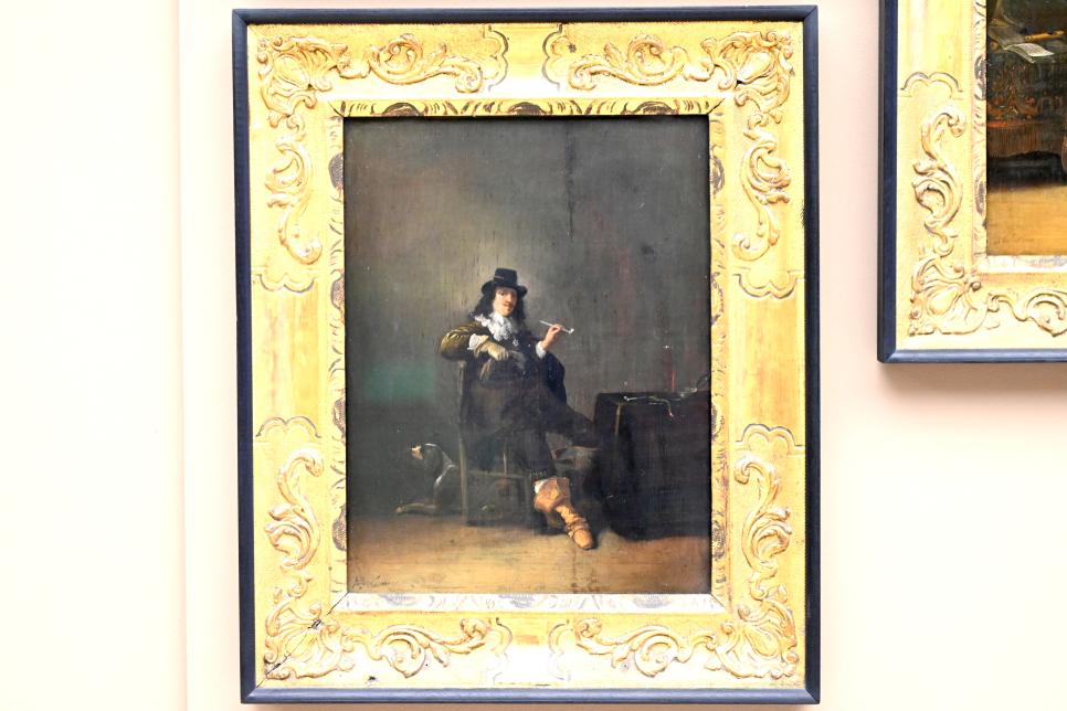Anthonie Palamedesz. (1635–1665), Der Geruchssinn: Mann raucht eine Pfeife, Paris, Musée du Louvre, Saal 902, 1655