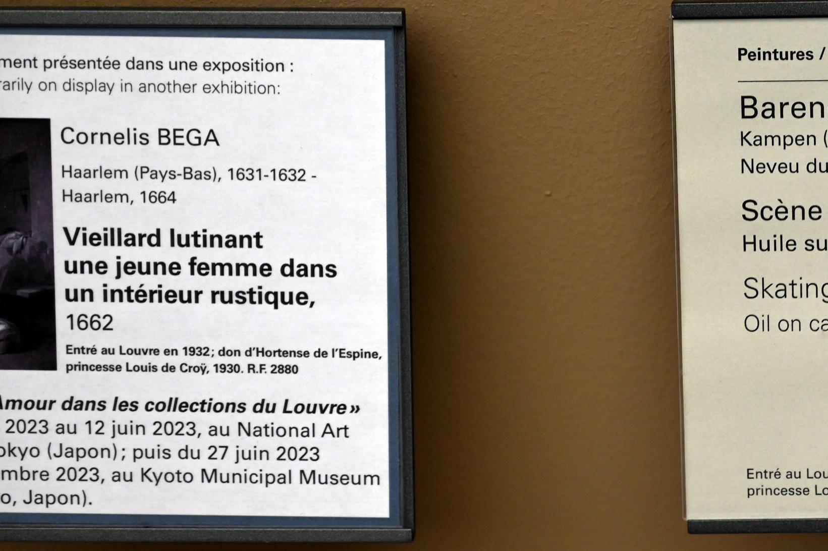 Cornelis Pietersz. Bega (1657–1663), Alter Mann spielt mit einer jungen Frau in einem rustikalen Interieur, Paris, Musée du Louvre, Saal 902, 1662, Bild 2/2