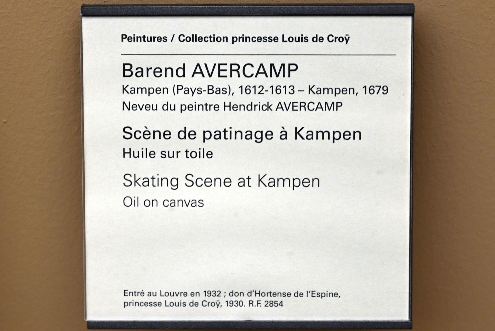 Barent Avercamp (1652), Eislaufszene in Kampen, Paris, Musée du Louvre, Saal 902, Undatiert, Bild 2/2