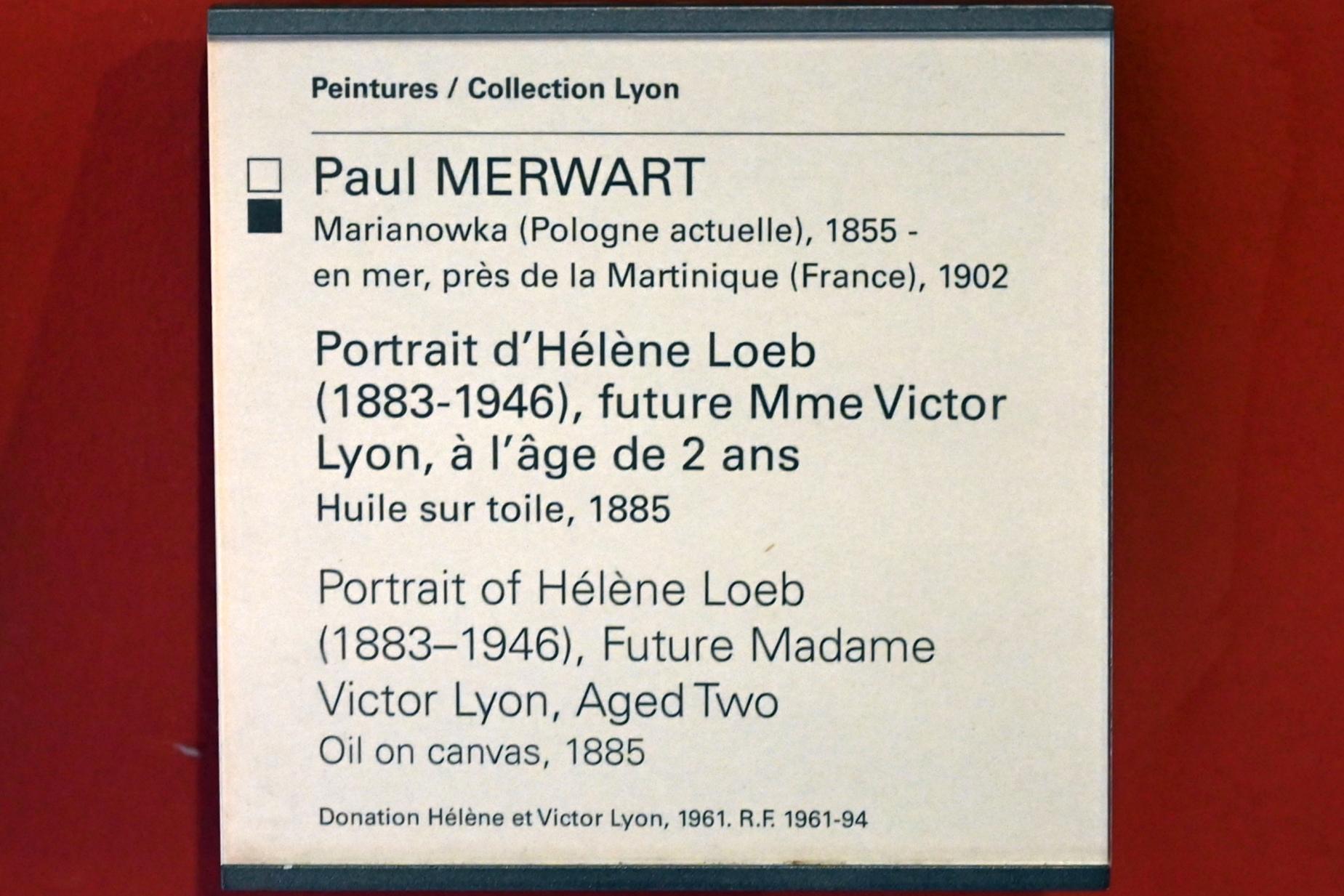 Paul Merwart (1885), Porträt der 2-jährigen Hélène Loeb (1883-1946), zukünftige Frau Victor Lyon, Paris, Musée du Louvre, Saal 903, 1885, Bild 2/2
