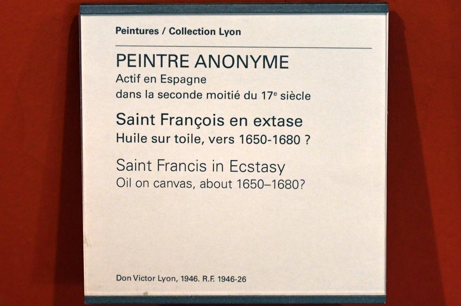 Der hl. Franziskus in Ekstase, Paris, Musée du Louvre, Saal 903, um 1650–1680, Bild 2/2