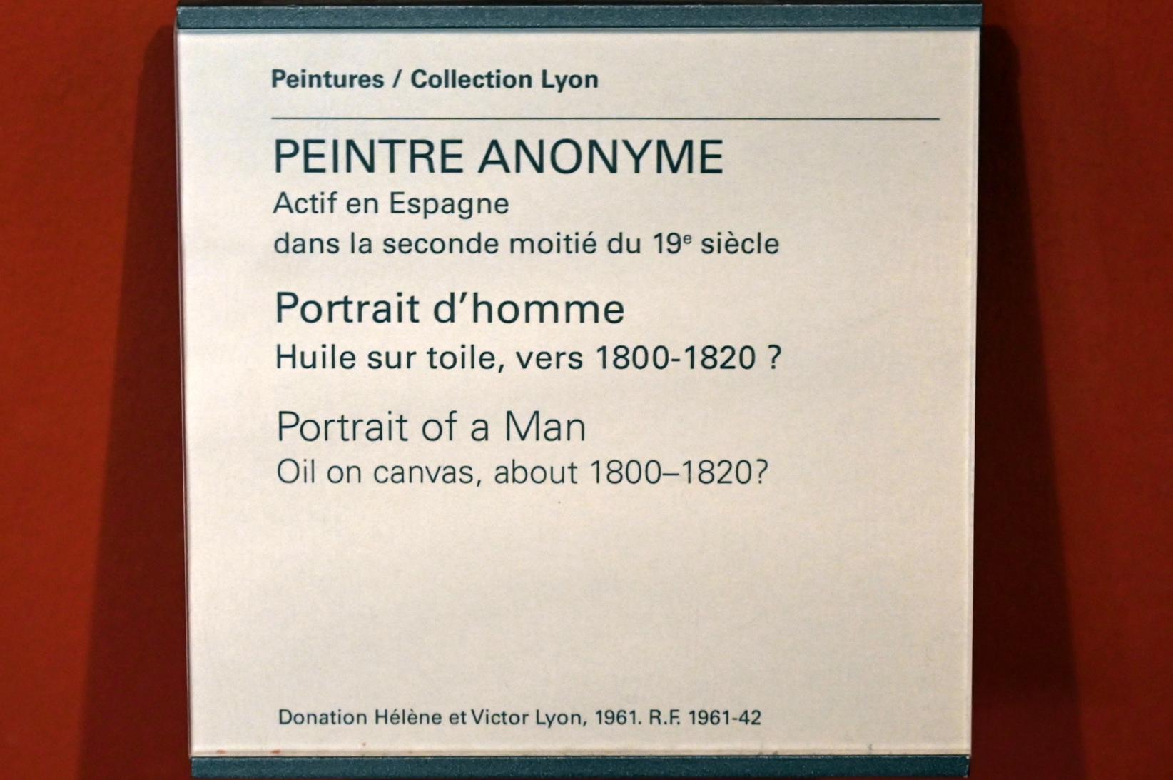 Porträt eines Mannes, Paris, Musée du Louvre, Saal 903, um 1800–1820, Bild 2/2