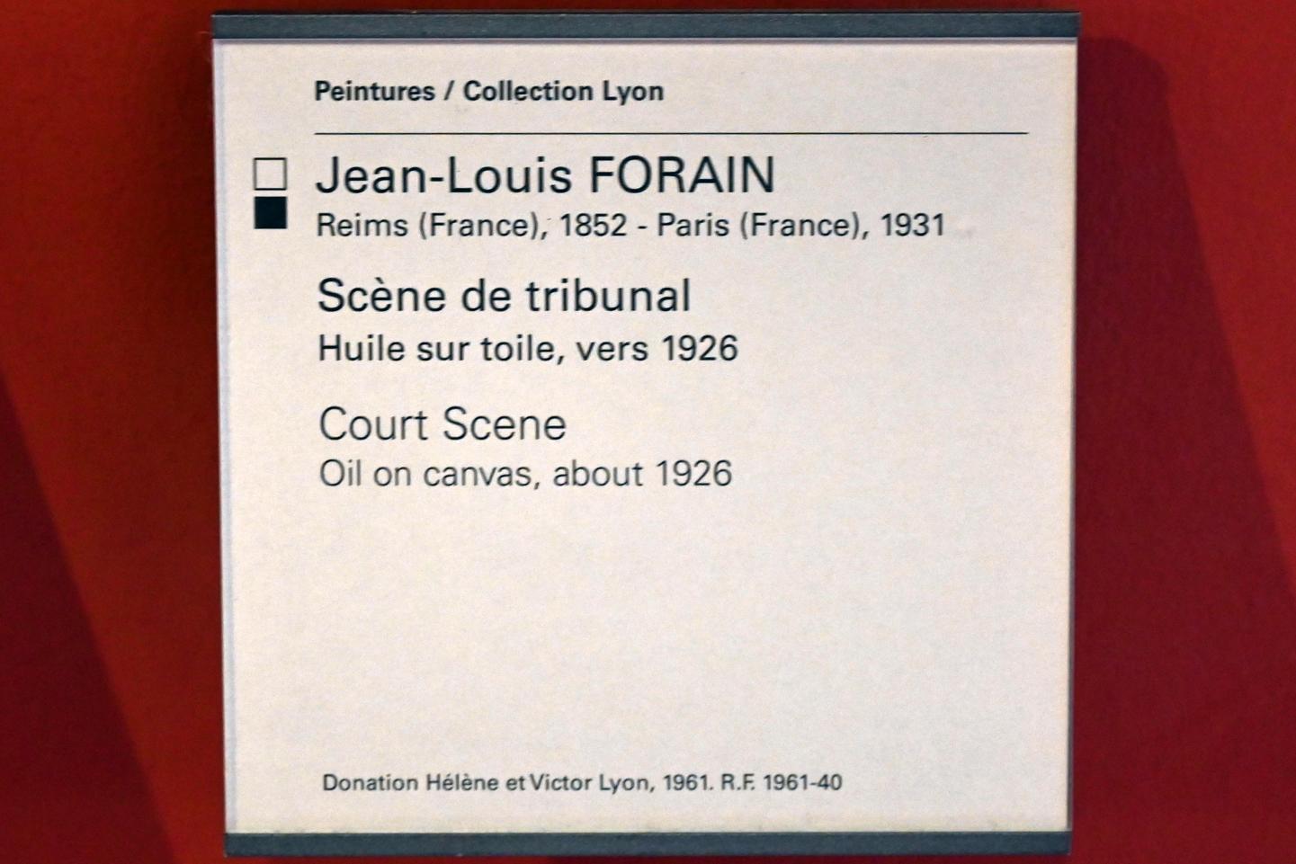 Jean-Louis Forain (1905–1926), Gerichtsszene, Paris, Musée du Louvre, Saal 903, um 1926, Bild 2/2