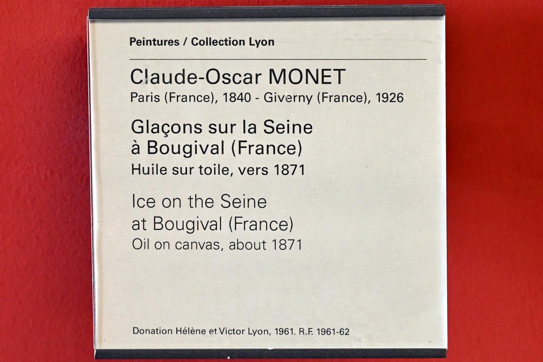 Claude Monet (1864–1925), Teilweise zugefrorene Seine bei Bougival, Paris, Musée du Louvre, Saal 903, um 1871, Bild 2/2