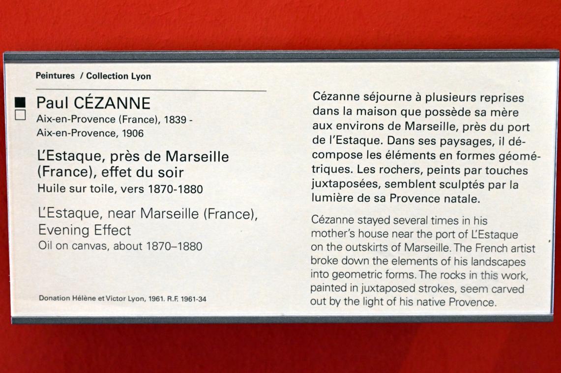 Paul Cézanne (1866–1906), L'Estaque bei Marseille in der Abenddämmerung, Paris, Musée du Louvre, Saal 903, um 1870–1880, Bild 2/2