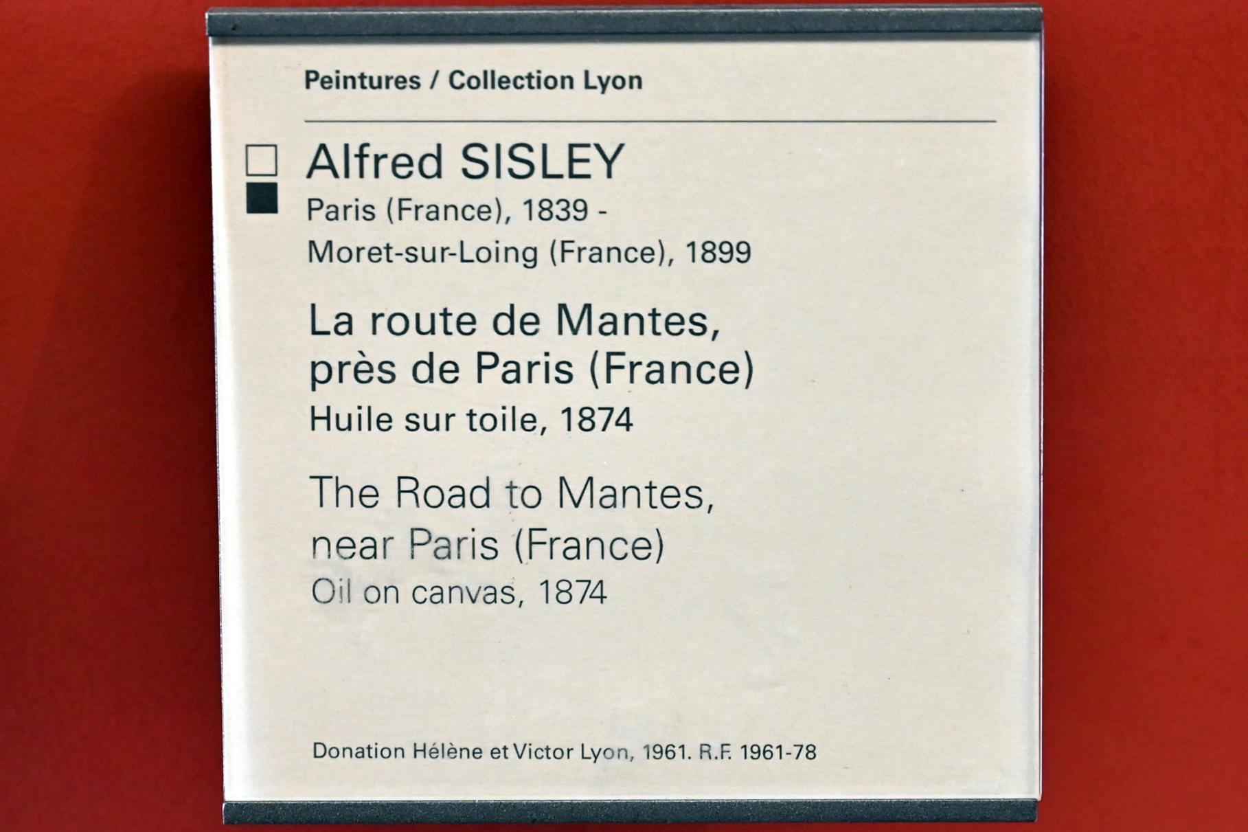 Alfred Sisley (1872–1896), Straße nach Mantes bei Paris, Paris, Musée du Louvre, Saal 903, 1874, Bild 2/2