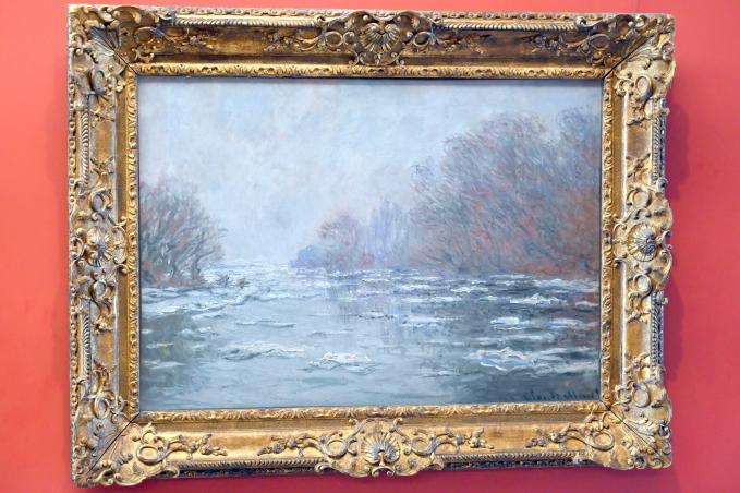 Claude Monet (1864–1925), Plötzlicher Bruch der Eisschicht auf der Seine bei Vétheuil, Paris, Musée du Louvre, Saal 903, um 1880