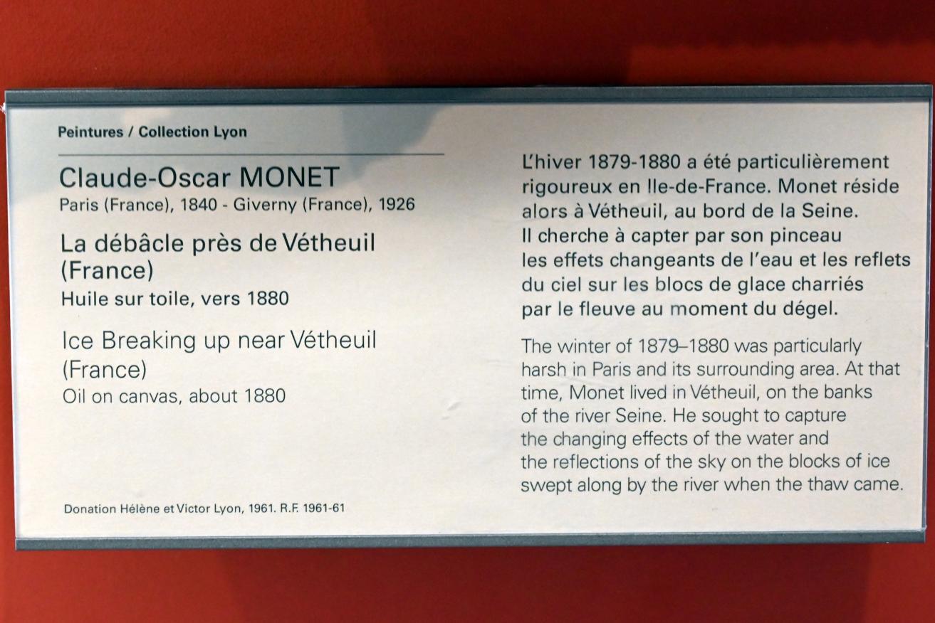 Claude Monet (1864–1925), Plötzlicher Bruch der Eisschicht auf der Seine bei Vétheuil, Paris, Musée du Louvre, Saal 903, um 1880, Bild 2/2