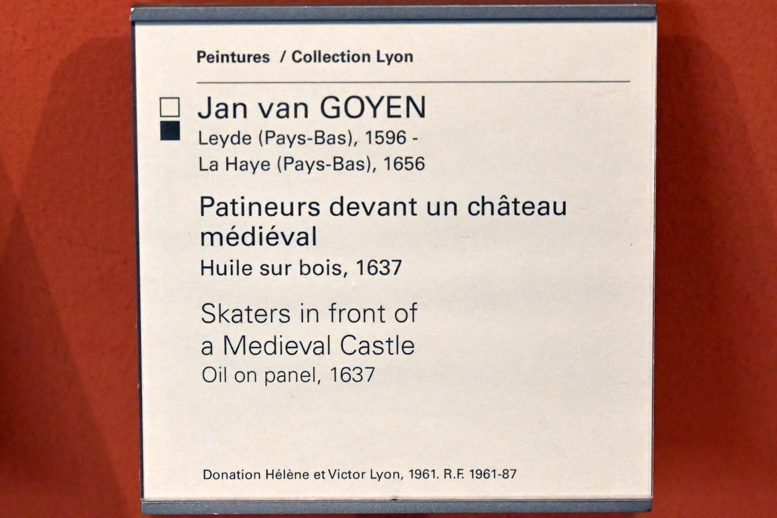 Jan van Goyen (1621–1657), Schlittschuhläufer vor einer mittelalterlichen Burg, Paris, Musée du Louvre, Saal 903, 1637, Bild 2/2