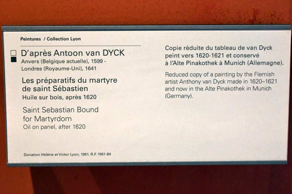 Anthonis (Anton) van Dyck (Nachahmer) (1619–1650), Fixierung des Heiligen Sebastian am Marterbaum, Paris, Musée du Louvre, Saal 903, nach 1620, Bild 2/2