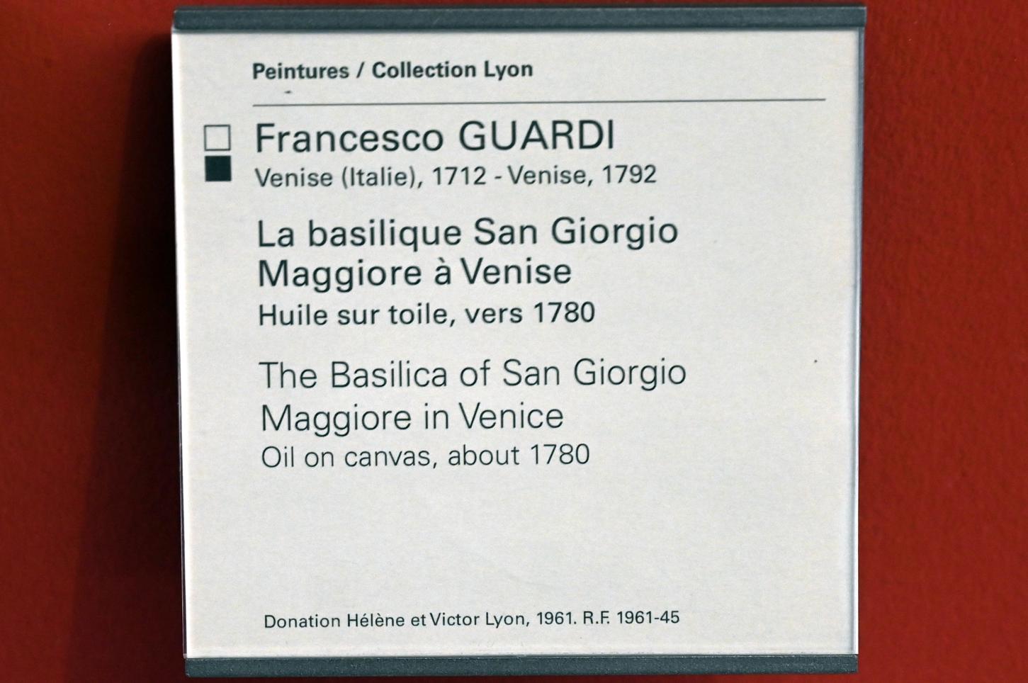 Francesco Guardi (1755–1790), Kirche San Giorgio Maggiore in Venedig, Paris, Musée du Louvre, Saal 903, um 1780, Bild 2/2