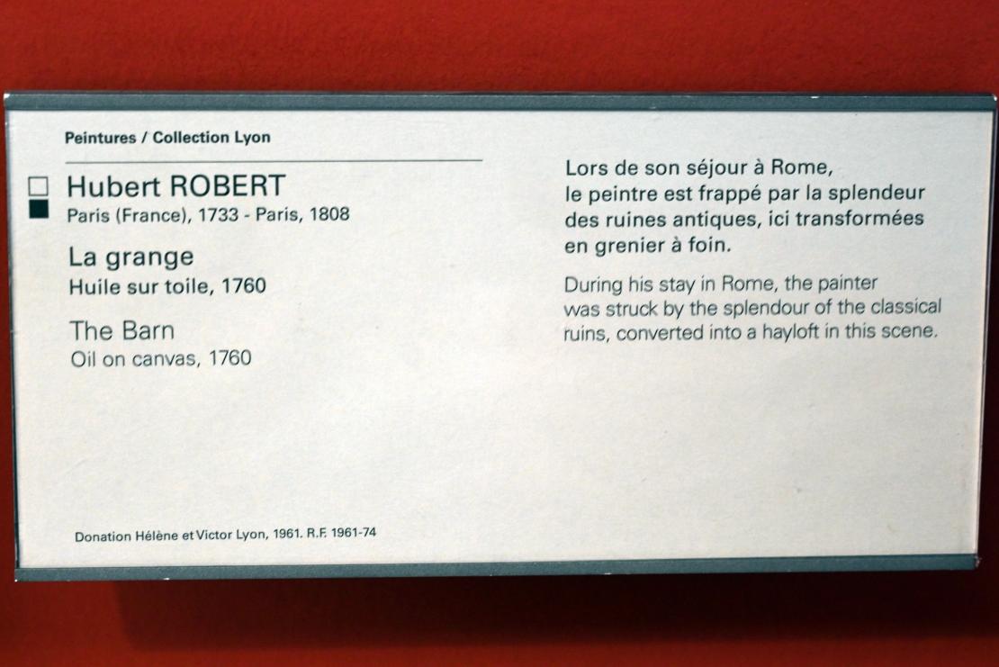 Hubert Robert (1759–1803), Scheune, Paris, Musée du Louvre, Saal 903, 1760, Bild 2/2