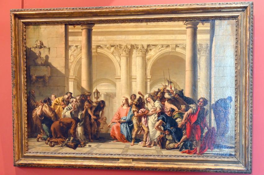 Giovanni Domenico Tiepolo (1743–1785), Christus und die Ehebrecherin, Paris, Musée du Louvre, Saal 903, um 1750–1775, Bild 1/2