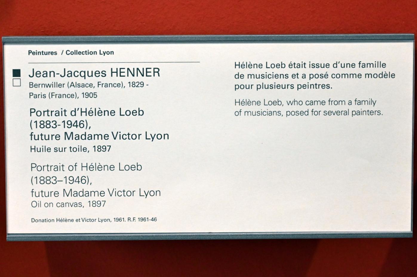 Jean-Jacques Henner (1897), Porträt der Hélène Loeb (1883-1946), zukünftige Madame Victor Lyon, Paris, Musée du Louvre, Saal 903, 1897, Bild 2/2
