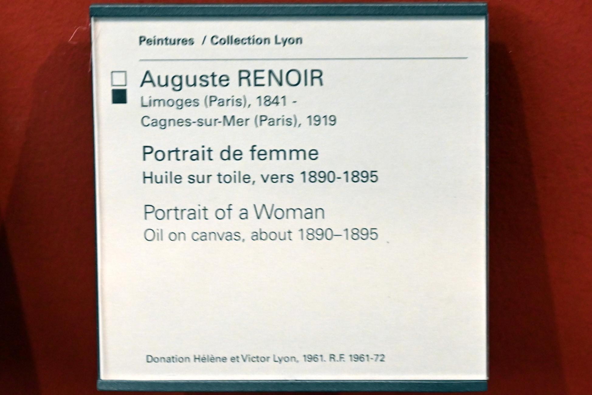 Auguste Renoir (Pierre-Auguste Renoir) (1866–1918), Porträt einer Frau, Paris, Musée du Louvre, Saal 903, um 1890–1895, Bild 2/2