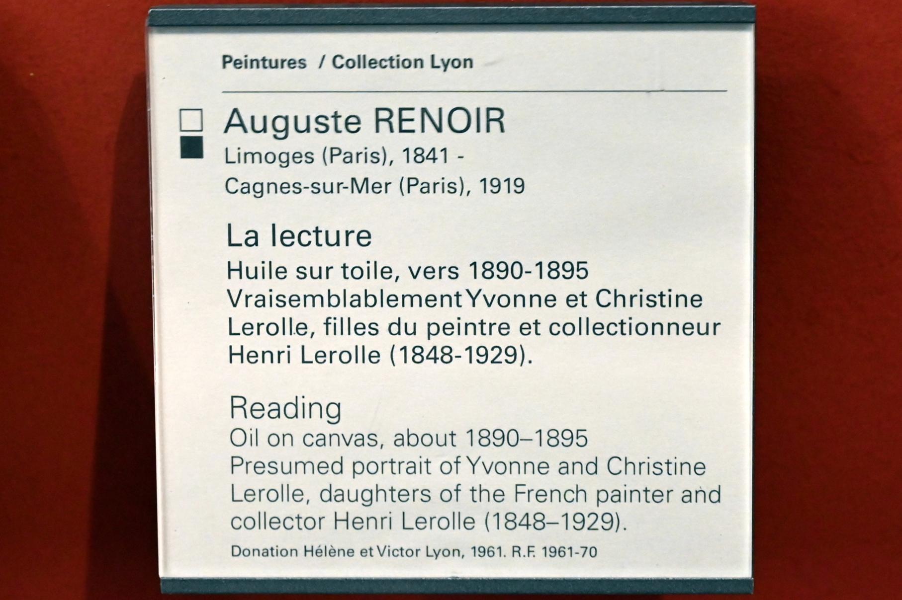 Auguste Renoir (Pierre-Auguste Renoir) (1866–1918), Zwei lesende Mädchen, Paris, Musée du Louvre, Saal 903, um 1890–1895, Bild 2/2