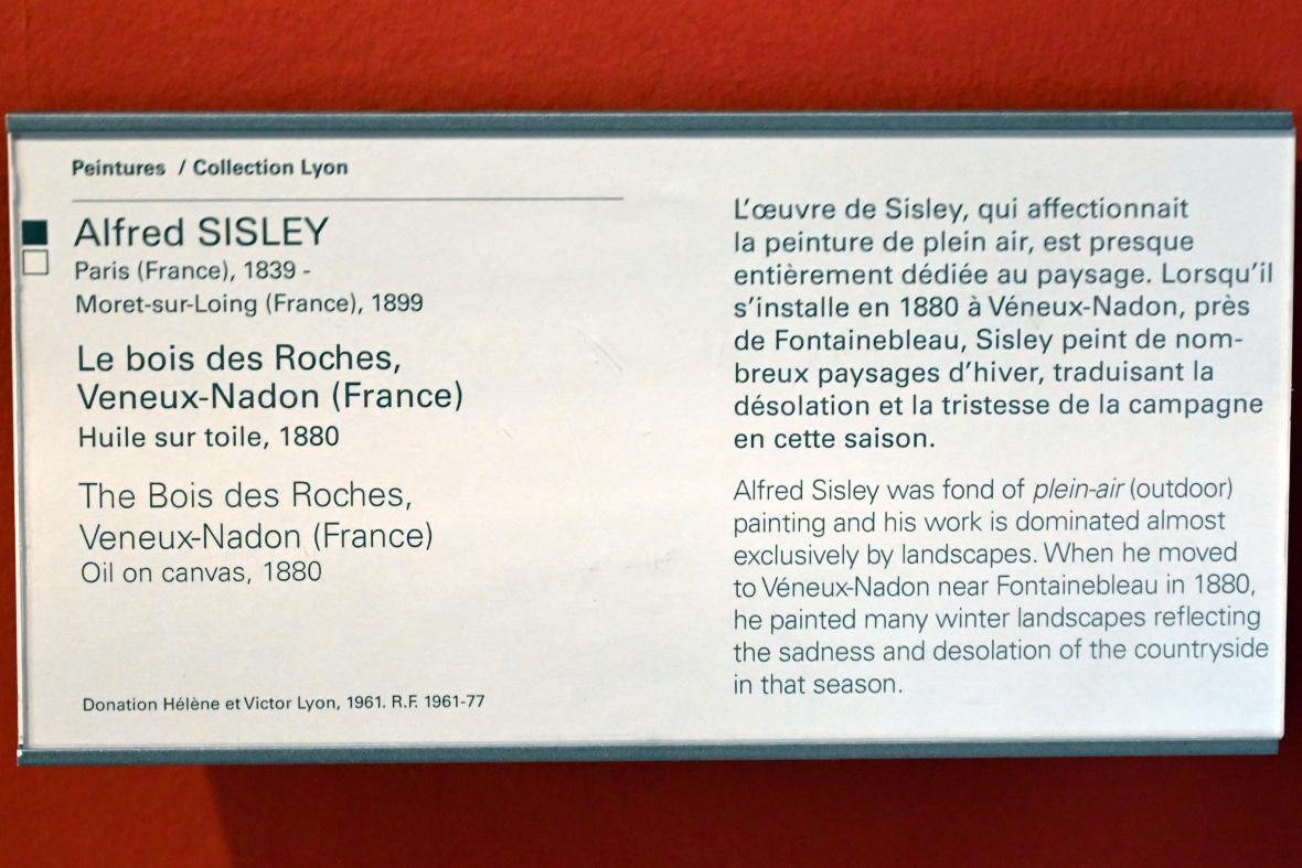 Alfred Sisley (1872–1896), Bois des Roches bei Veneux-Nadon, Paris, Musée du Louvre, Saal 903, 1880, Bild 2/2