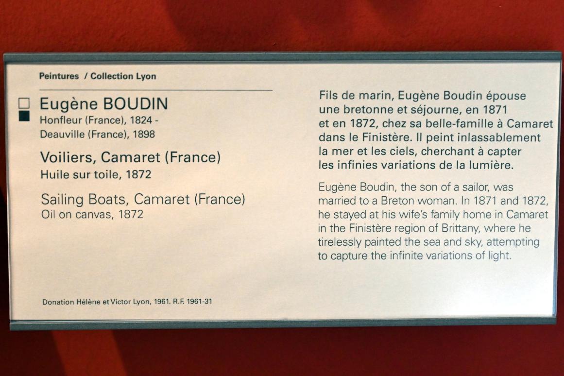 Eugène Boudin (1856–1895), Segelboote bei Camaret, Paris, Musée du Louvre, Saal 903, 1872, Bild 2/2