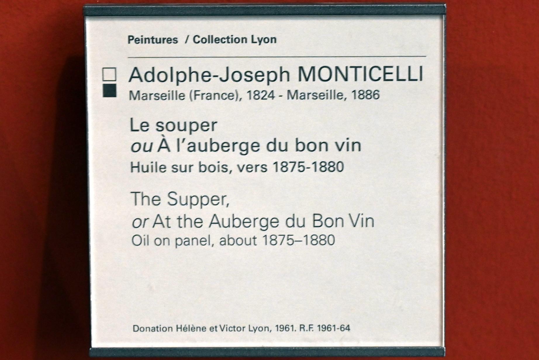 Adolphe Monticelli (1875–1877), Das Abendessen (Im Gasthaus des guten Weins), Paris, Musée du Louvre, Saal 903, um 1875–1880, Bild 2/2