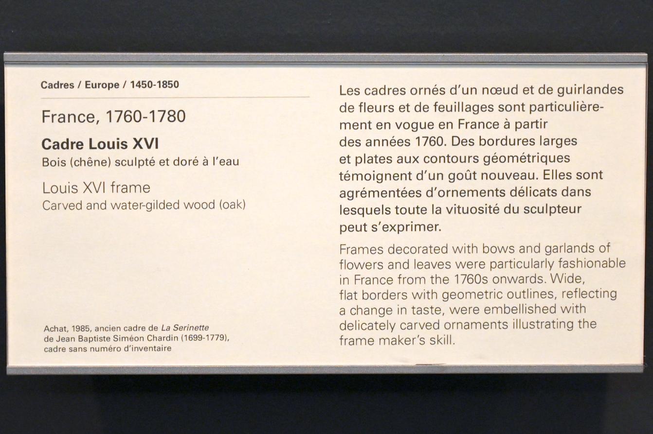 Rahmen Louis XVI, Paris, Musée du Louvre, Saal 904, 1760–1780, Bild 2/2