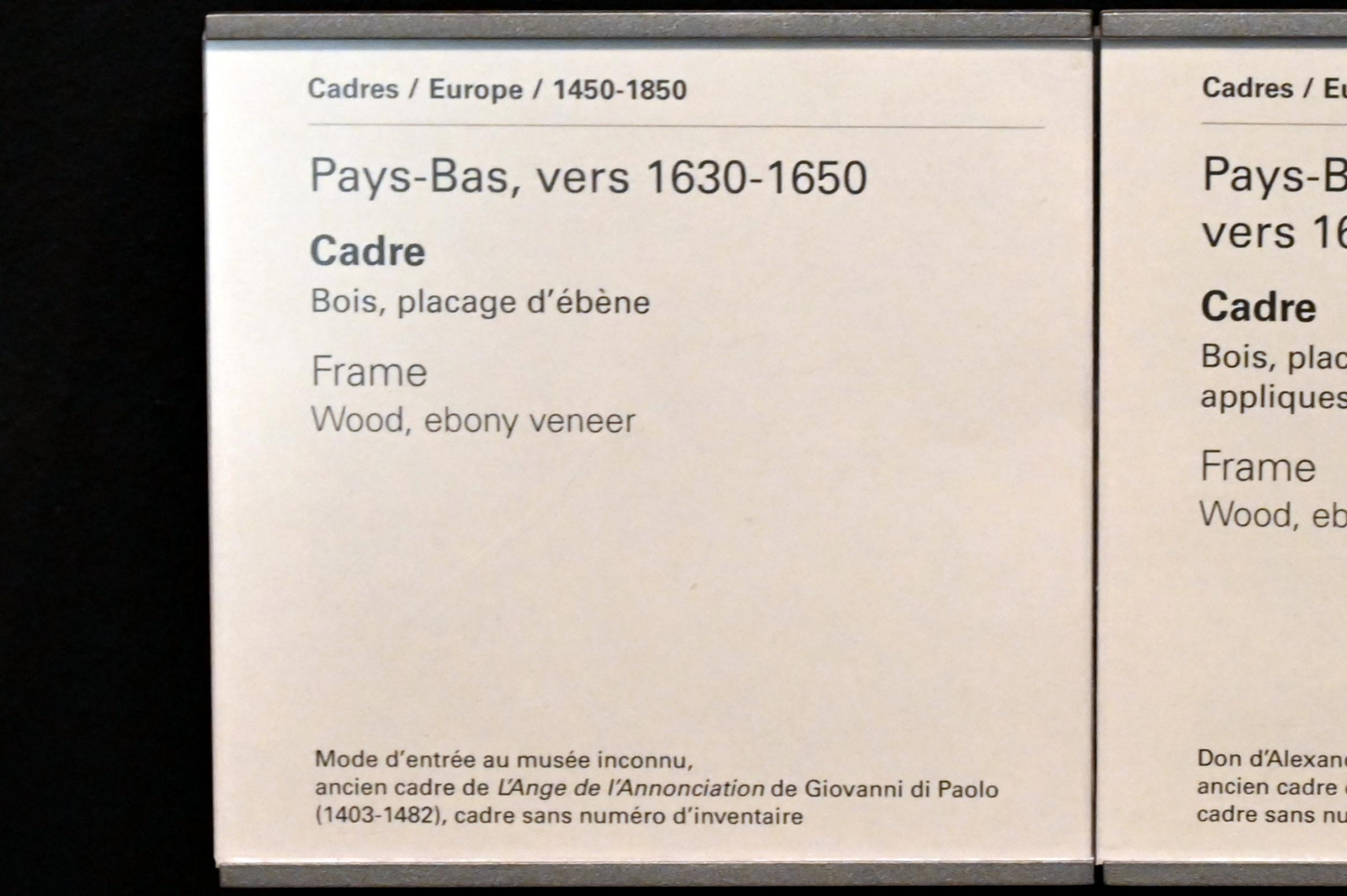 Rahmen Niederlande, Paris, Musée du Louvre, Saal 904, 1630–1650, Bild 2/2