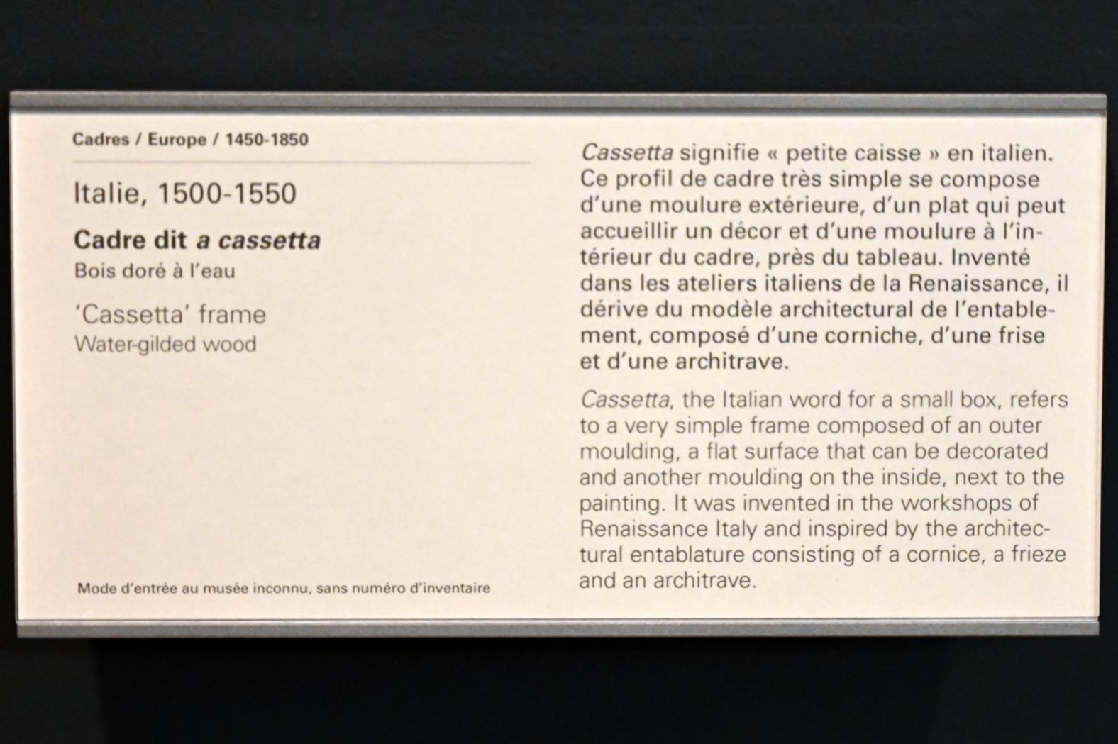 Cassetta-Rahmen, Paris, Musée du Louvre, Saal 904, 1500–1550, Bild 2/2