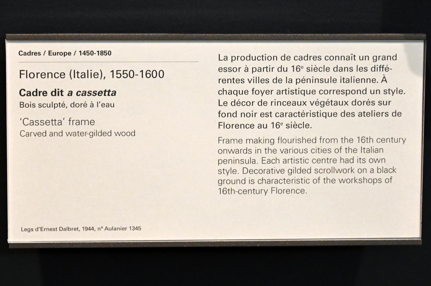 Cassetta-Rahmen Florenz, Paris, Musée du Louvre, Saal 904, 1550–1600, Bild 2/2