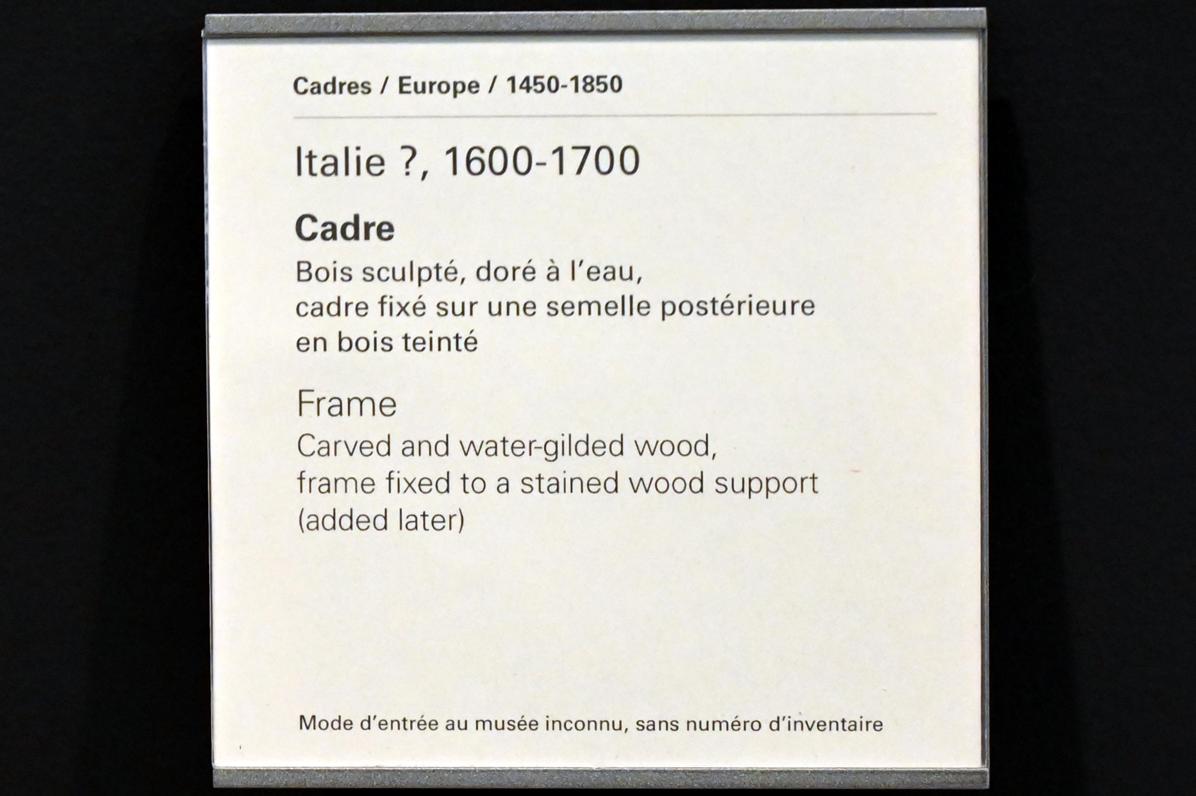 Rahmen Italien(?), Paris, Musée du Louvre, Saal 906, 1600–1700, Bild 2/2