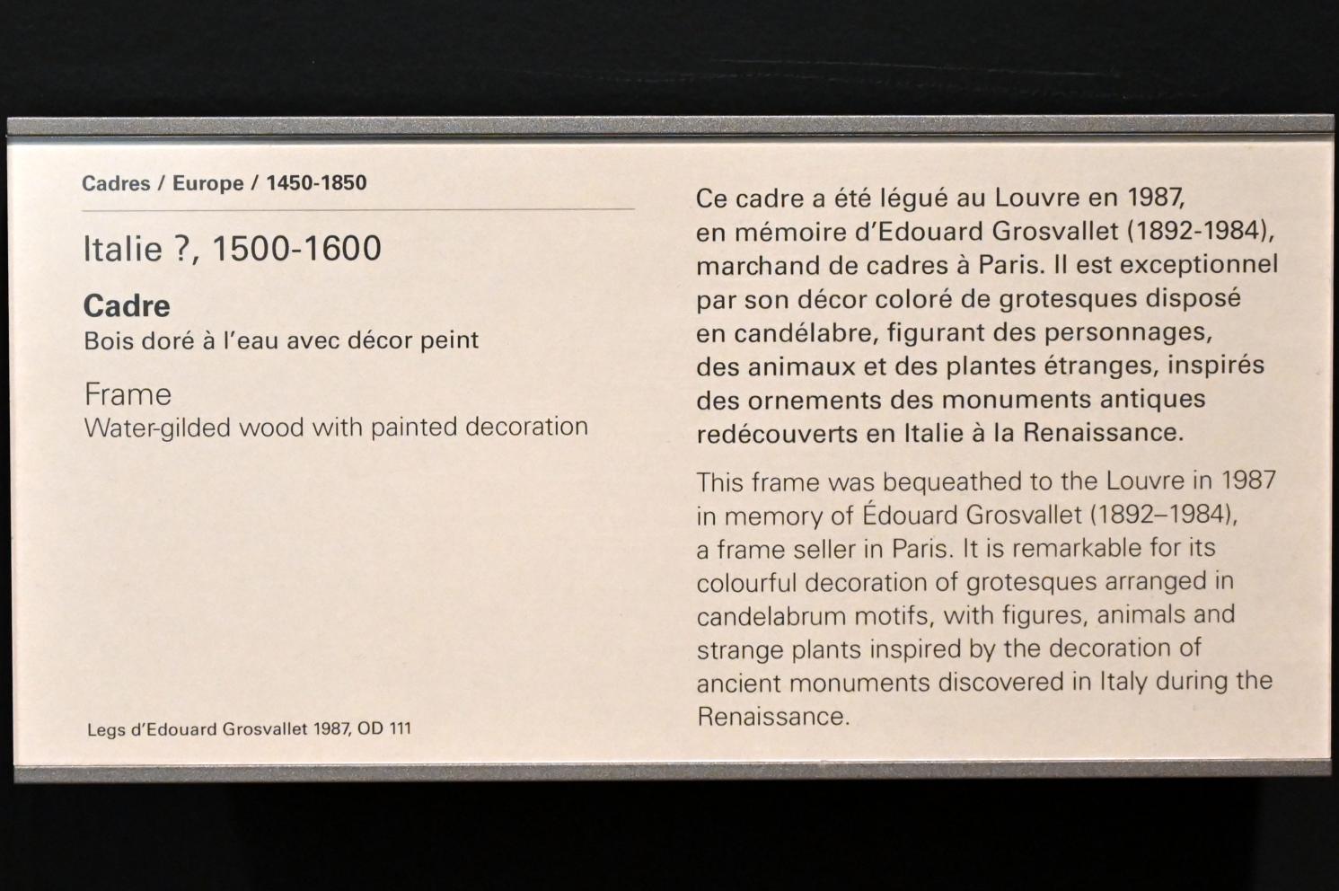 Rahmen Italien(?), Paris, Musée du Louvre, Saal 906, 1500–1600, Bild 2/2