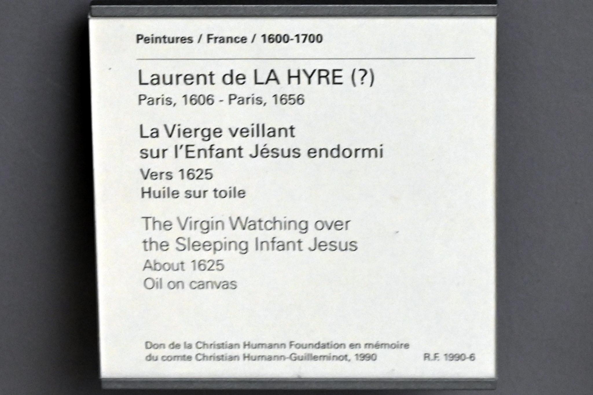 Laurent de La Hyre (1625–1653), Jungfrau Maria behütet das schlafende Jesuskind, Paris, Musée du Louvre, Saal 908, um 1625, Bild 2/2