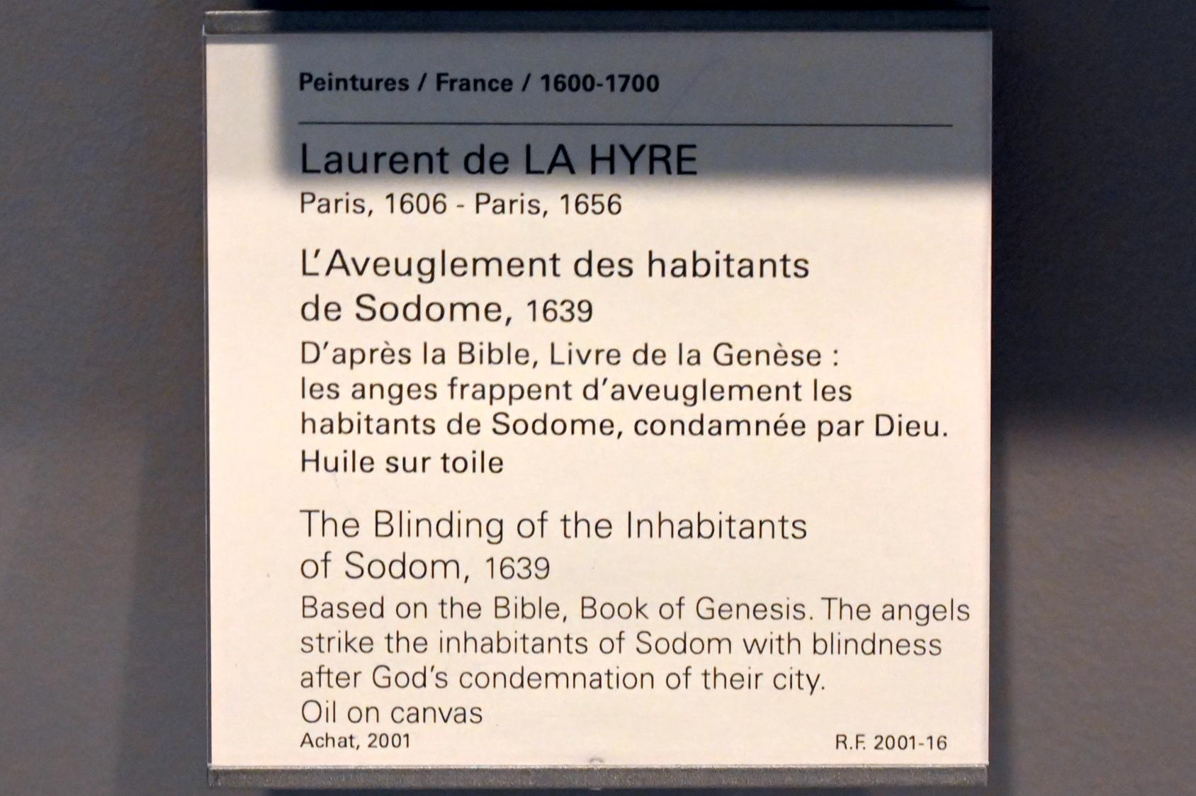 Laurent de La Hyre (1625–1653), Blendung der Sodomiter, Paris, Musée du Louvre, Saal 908, 1639, Bild 2/2