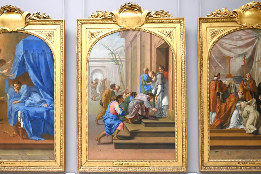 Eustache Le Sueur (1640–1654), Ankunft des Heiligen Bruno in der Residenz des Heiligen Hugo in Grenoble, Paris, Musée du Louvre, Saal 910, 1645–1648