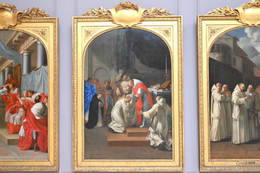 Eustache Le Sueur (1640–1654), Einkleidung mehrerer Novizen durch den heiligen Bruno, Paris, Musée du Louvre, Saal 910, 1645–1648, Bild 1/2