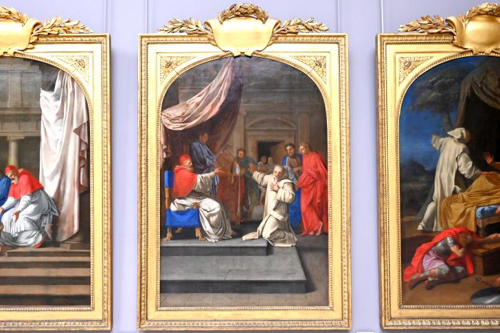 Eustache Le Sueur (1640–1654), Der heilige Bruno lehnt das ihm von Urban II. angebotene Erzbistum Reggio ab, Paris, Musée du Louvre, Saal 910, 1645–1648, Bild 1/2