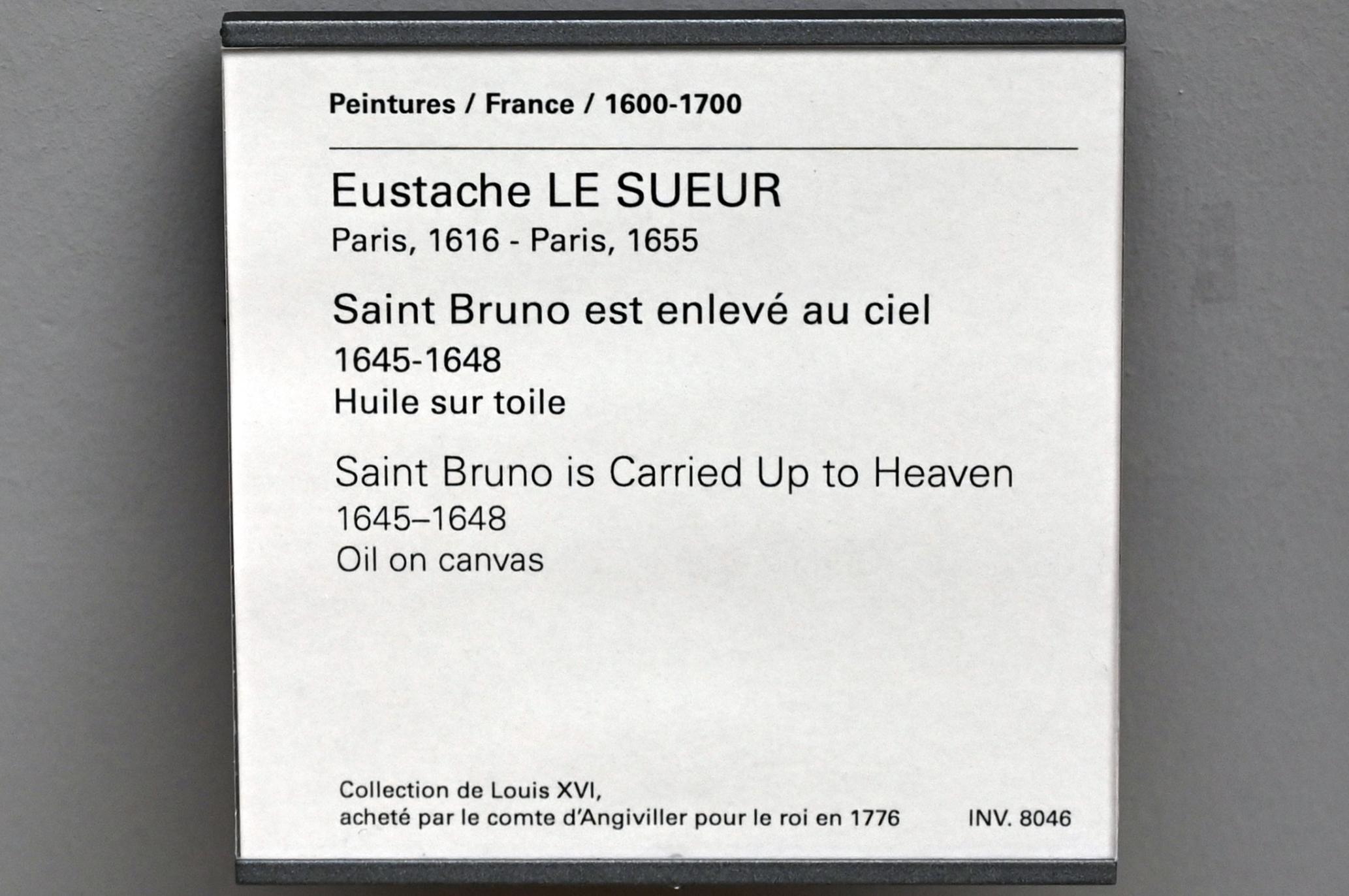 Eustache Le Sueur (1640–1654), Der heilige Bruno wird in den Himmel aufgenommen, Paris, Musée du Louvre, Saal 910, 1645–1648, Bild 2/2